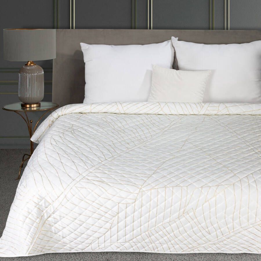 Oneiro s luxe LUNA Type 2 Beddensprei Wit 170x210 cm – bedsprei 2 persoons beige – beddengoed – slaapkamer – spreien – dekens – wonen – slapen