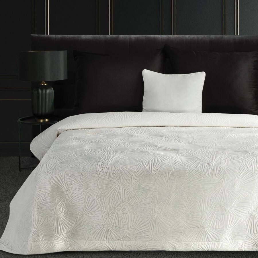 Oneiro s luxe LUNA Type 5 Beddensprei Wit 220x240 cm – bedsprei 2 persoons beige – beddengoed – slaapkamer – spreien – dekens – wonen – slapen