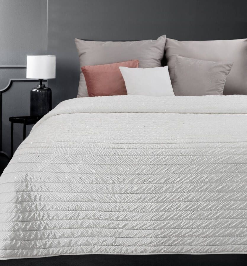 Oneiro s luxe LUNA Type B Beddensprei wit 220x240 cm – bedsprei 2 persoons beige – beddengoed – slaapkamer – spreien – dekens – wonen – slapen