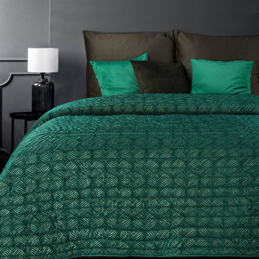 Oneiro s luxe LUNA Type c Beddensprei Groen 220x240 cm – bedsprei 2 persoons beige – beddengoed – slaapkamer – spreien – dekens – wonen – slapen
