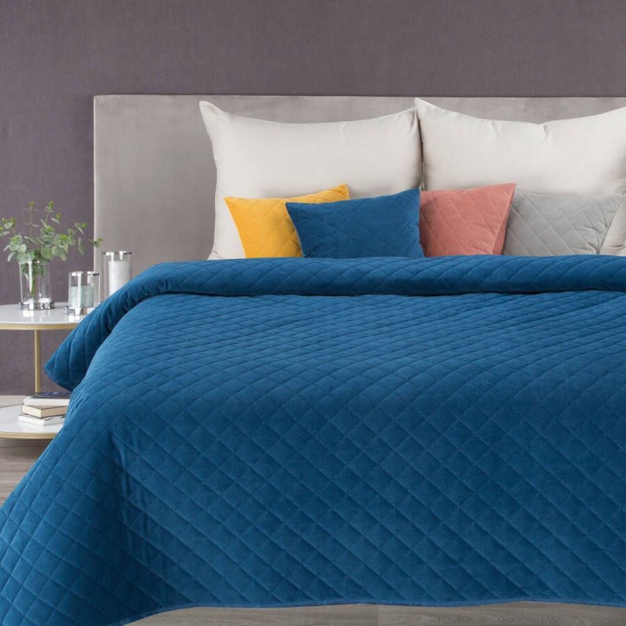 Oneiro s luxe MILO Beddensprei Blauw 220x240 cm – bedsprei 2 persoons beige – beddengoed – slaapkamer – spreien – dekens – wonen – slapen