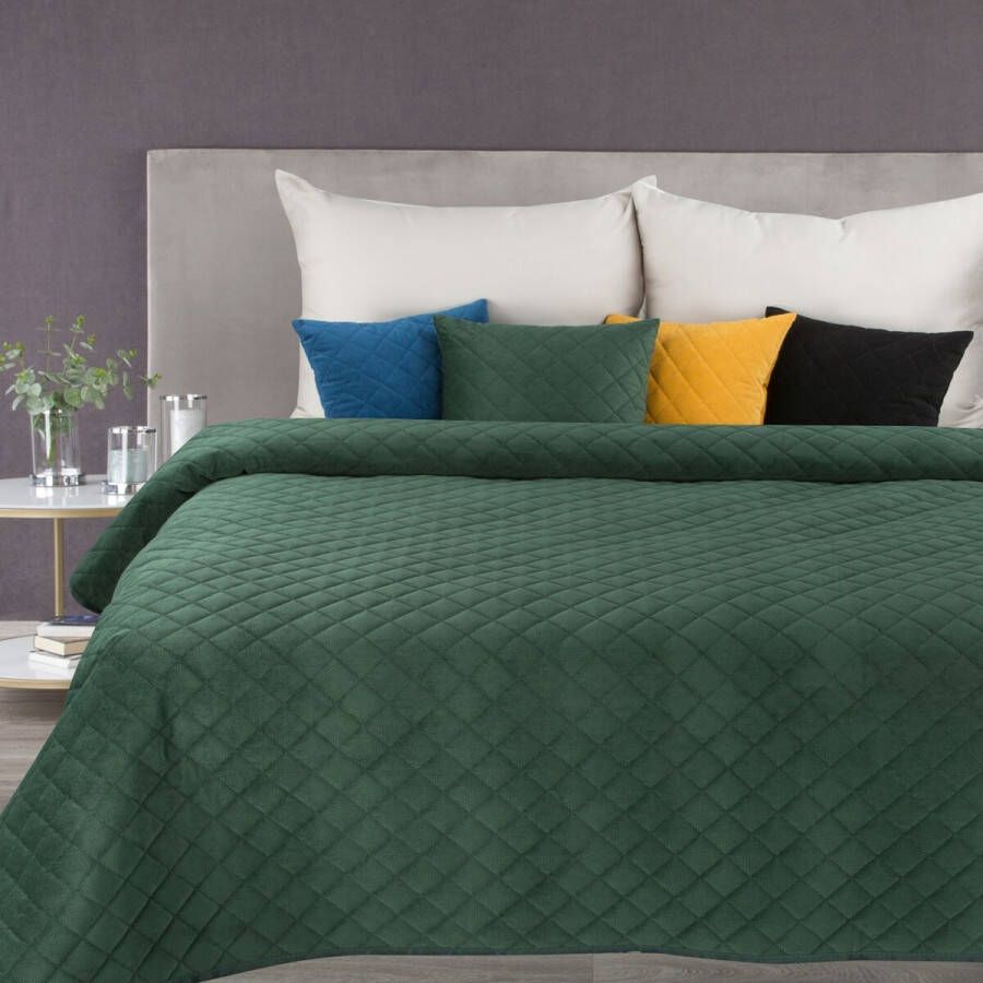 Oneiro s luxe MILO Beddensprei Groen 170x210 cm – bedsprei 2 persoons beige – beddengoed – slaapkamer – spreien – dekens – wonen – slapen