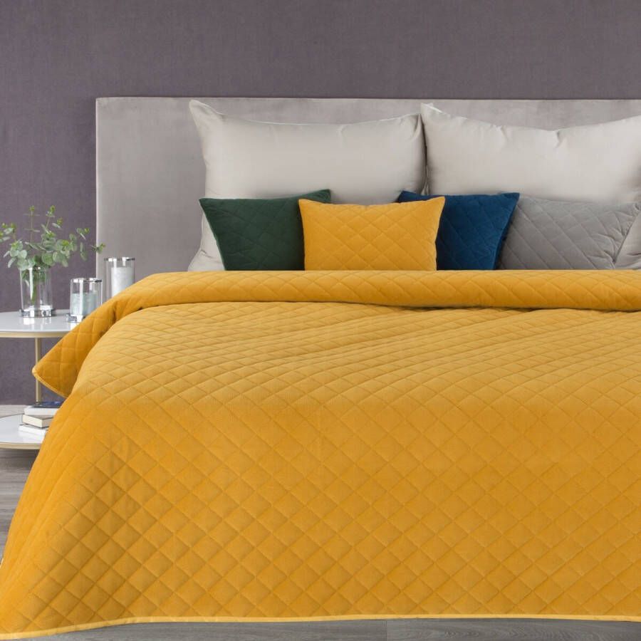 Oneiro s luxe MILO Beddensprei Oker 170x210 cm – bedsprei 2 persoons beige – beddengoed – slaapkamer – spreien – dekens – wonen – slapen