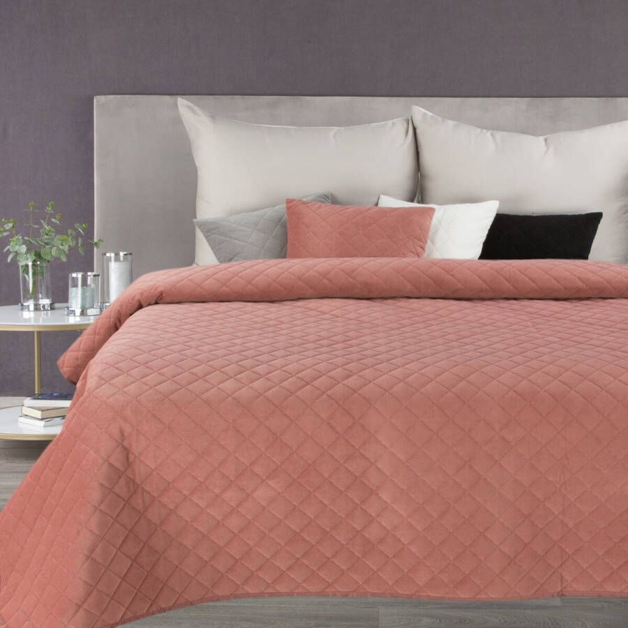 Oneiro s luxe MILO Beddensprei Roze 220x240 cm – bedsprei 2 persoons beige – beddengoed – slaapkamer – spreien – dekens – wonen – slapen