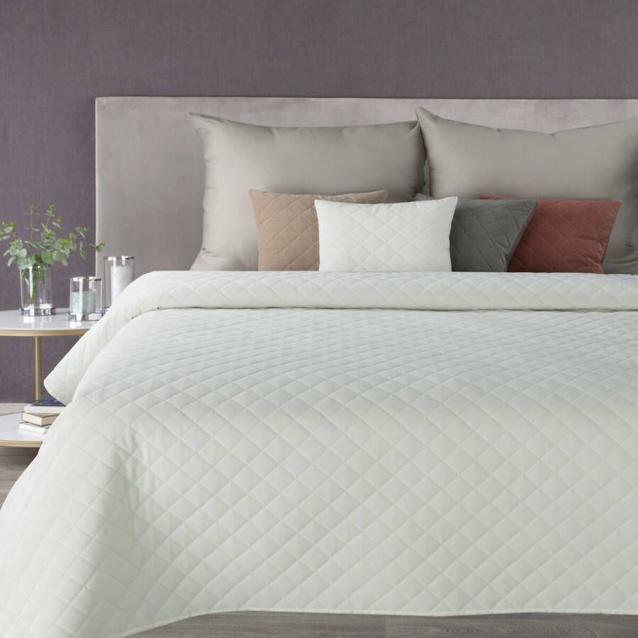Oneiro s luxe MILO Beddensprei Wit 170x210 cm – bedsprei 2 persoons beige – beddengoed – slaapkamer – spreien – dekens – wonen – slapen