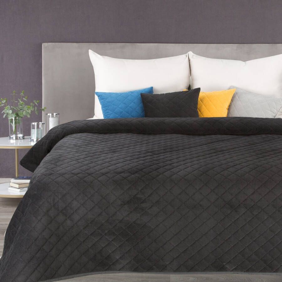 Oneiro s luxe MILO Beddensprei Zwart 170x210 cm – bedsprei 2 persoons beige – beddengoed – slaapkamer – spreien – dekens – wonen – slapen