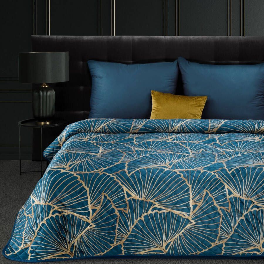 Oneiro s luxe MUSA Type 3 Beddensprei Blauw 170x210 cm – bedsprei 2 persoons beige – beddengoed – slaapkamer – spreien – dekens – wonen – slapen