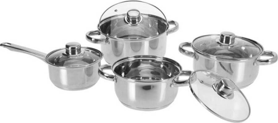 Oneiro s Luxe Pannenset 8-delig RVS – koken – tafelen – keuken – pannenset – inductie – gas – potten – pannen