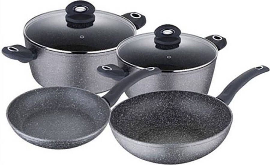 Oneiro s Luxe Pannenset inductie marmer coating – koken – tafelen – keuken – pannenset – inductie – gas – potten – pannen