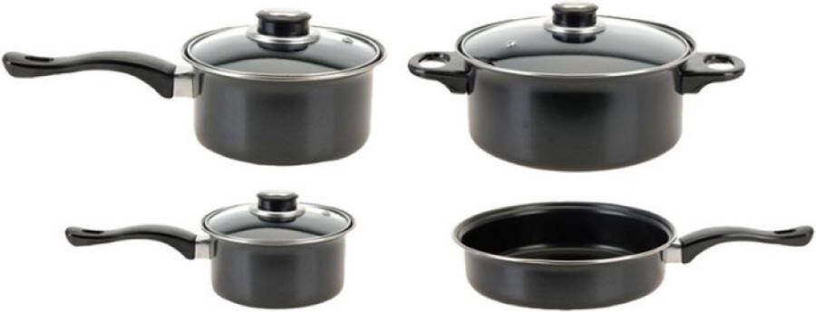 Oneiro s Luxe Pannenset Outdoor Campingpannen 4 stuks – koken – tafelen – keuken – pannenset – inductie – gas – potten – pannen