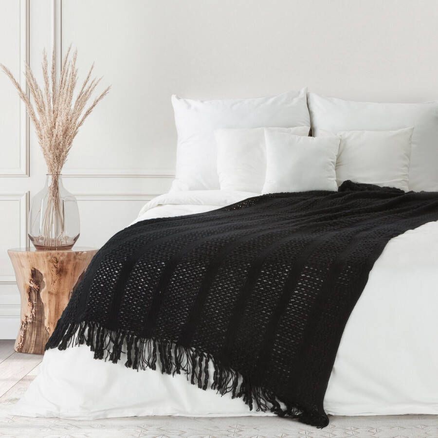 Oneiro s Luxe Plaid AKRYL Type 1 zwart 130 x 170 cm wonen interieur slaapkamer deken – cosy – fleece sprei