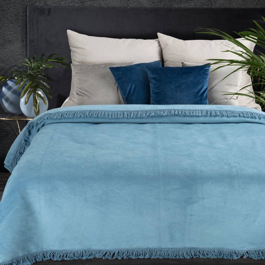 Oneiro s Luxe Plaid AKRYL Type 7 blauw 150 x 200 cm wonen interieur slaapkamer deken – cosy – fleece sprei