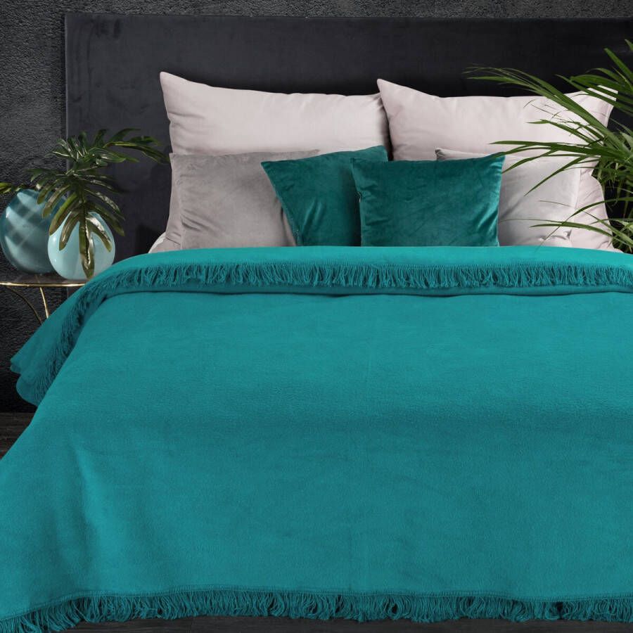 Oneiro s Luxe Plaid AKRYL Type 7 turquoise 150 x 200 cm wonen interieur slaapkamer deken – cosy – fleece sprei