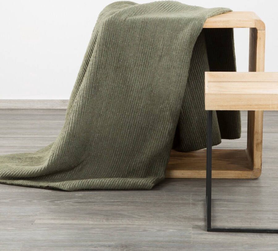 Oneiro s Luxe Plaid AMBER olijf groen 220 x 200 cm wonen interieur slaapkamer deken – cosy – fleece sprei