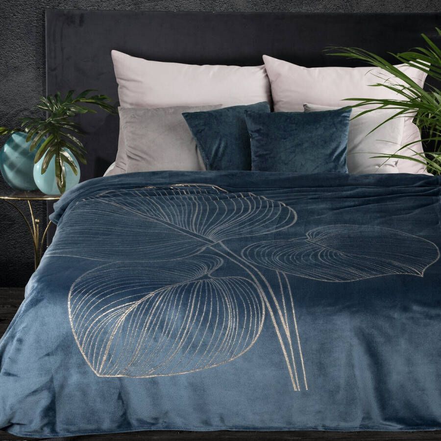 Oneiro s Luxe Plaid BLANCA blauw 150 x 200 cm wonen interieur slaapkamer deken – cosy – fleece sprei