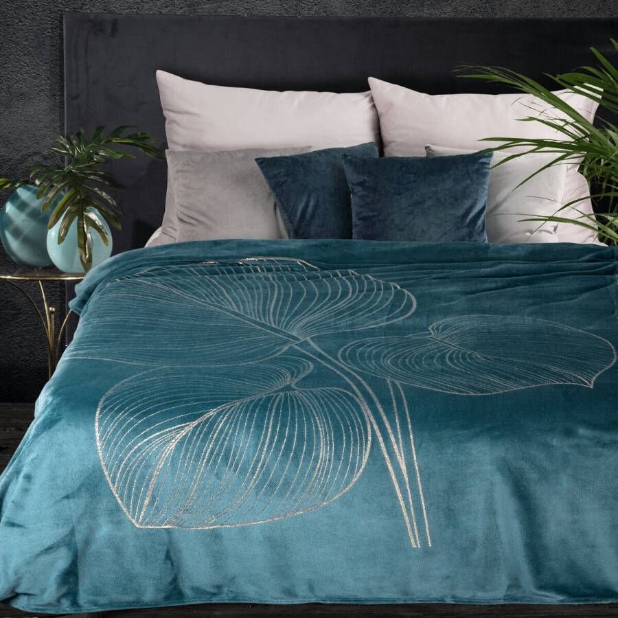 Oneiro s Luxe Plaid BLANCA turquoise 150 x 200 cm wonen interieur slaapkamer deken – cosy – fleece sprei