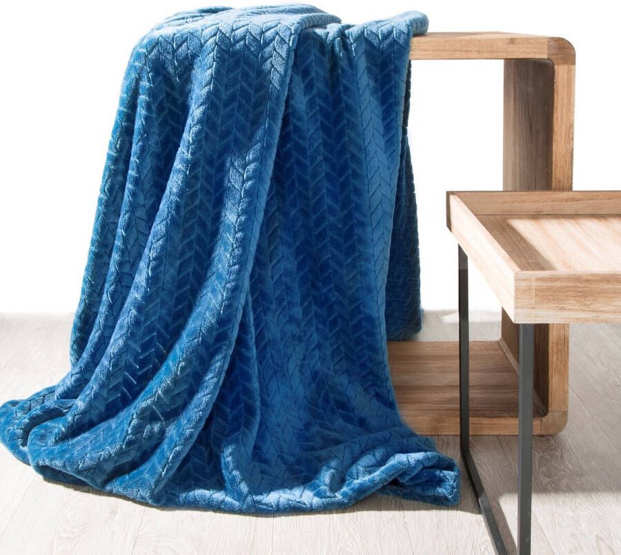 Oneiro s Luxe Plaid CINDY blauw 200 x 220 cm wonen interieur slaapkamer deken – cosy – fleece sprei