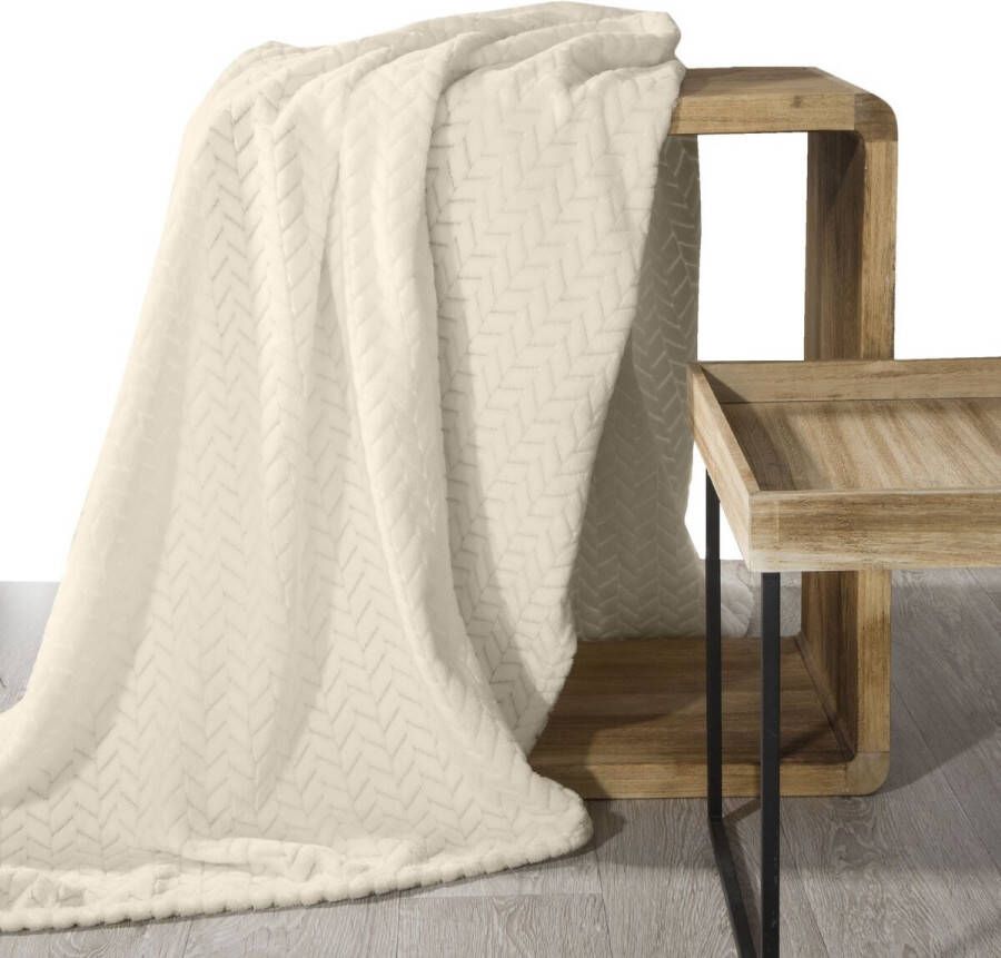 Oneiro s Luxe Plaid CINDY gebroken wit 150 x 200 cm wonen interieur slaapkamer deken – cosy – fleece sprei