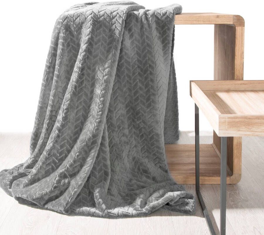Oneiro s Luxe Plaid CINDY grijs 150 x 200 cm wonen interieur slaapkamer deken – cosy – fleece sprei