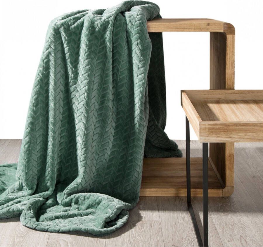 Oneiro s Luxe Plaid CINDY groen 150 x 200 cm wonen interieur slaapkamer deken – cosy – fleece sprei