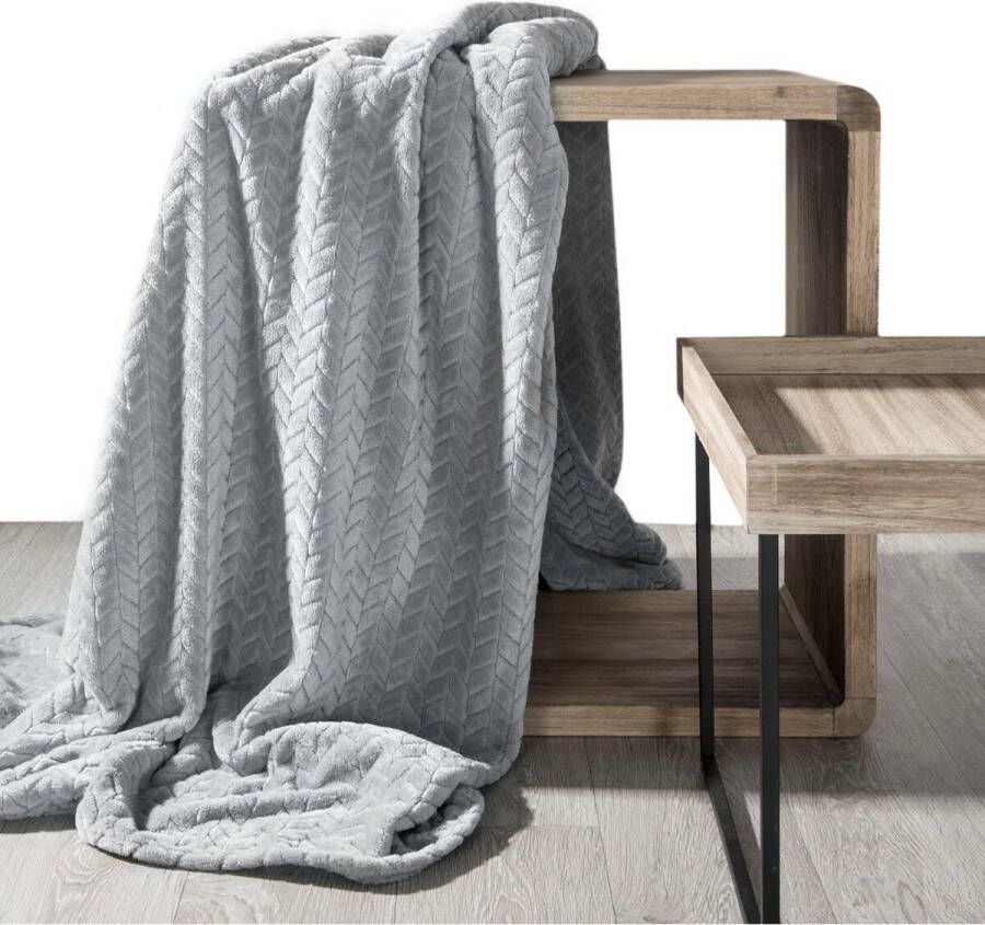 Oneiro s Luxe Plaid CINDY licht grijs 170 x 210 cm wonen interieur slaapkamer deken – cosy – fleece sprei