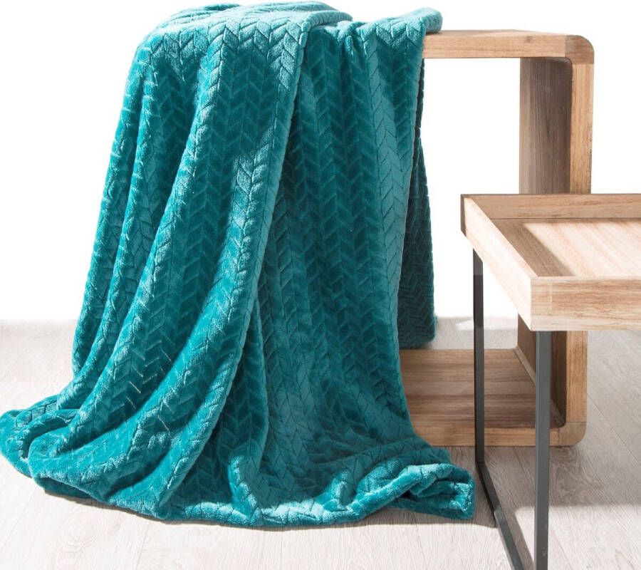 Oneiro s Luxe Plaid CINDY turquoise 150 x 200 cm wonen interieur slaapkamer deken – cosy – fleece sprei