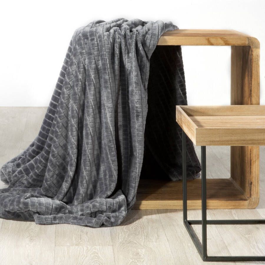 Oneiro s Luxe Plaid CINDY Type 2 grijs 170 x 210 cm wonen interieur slaapkamer deken – cosy – fleece sprei