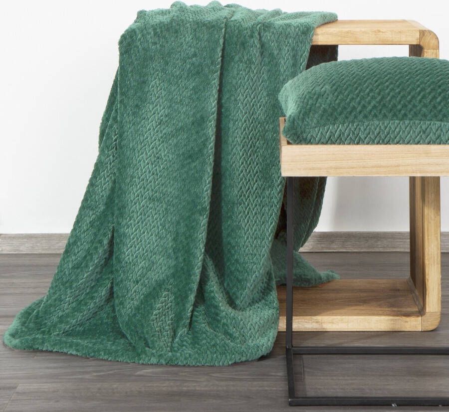Oneiro s Luxe Plaid CINDY Type 3 groen 150 x 200 cm wonen interieur slaapkamer deken – cosy – fleece sprei