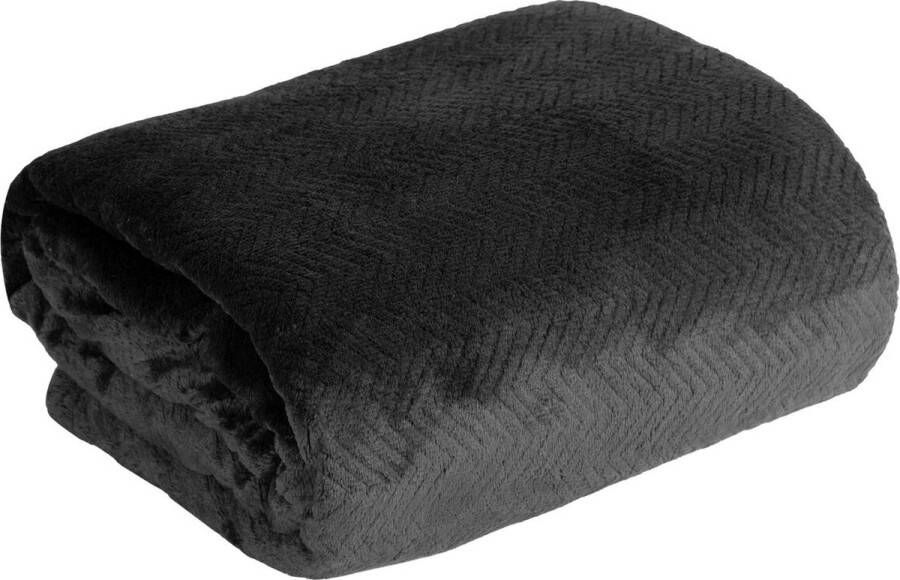 Oneiro s Luxe Plaid CINDY Type 5 zwart 200 x 220 cm wonen interieur slaapkamer deken – cosy – fleece sprei