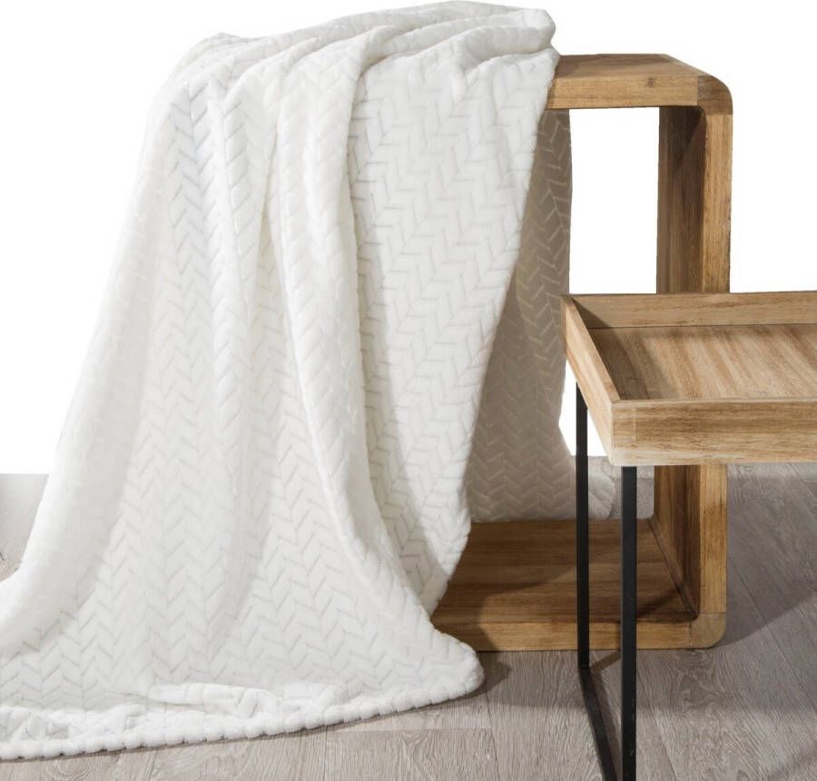 Oneiro s Luxe Plaid CINDY wit 150 x 200 cm wonen interieur slaapkamer deken – cosy – fleece sprei