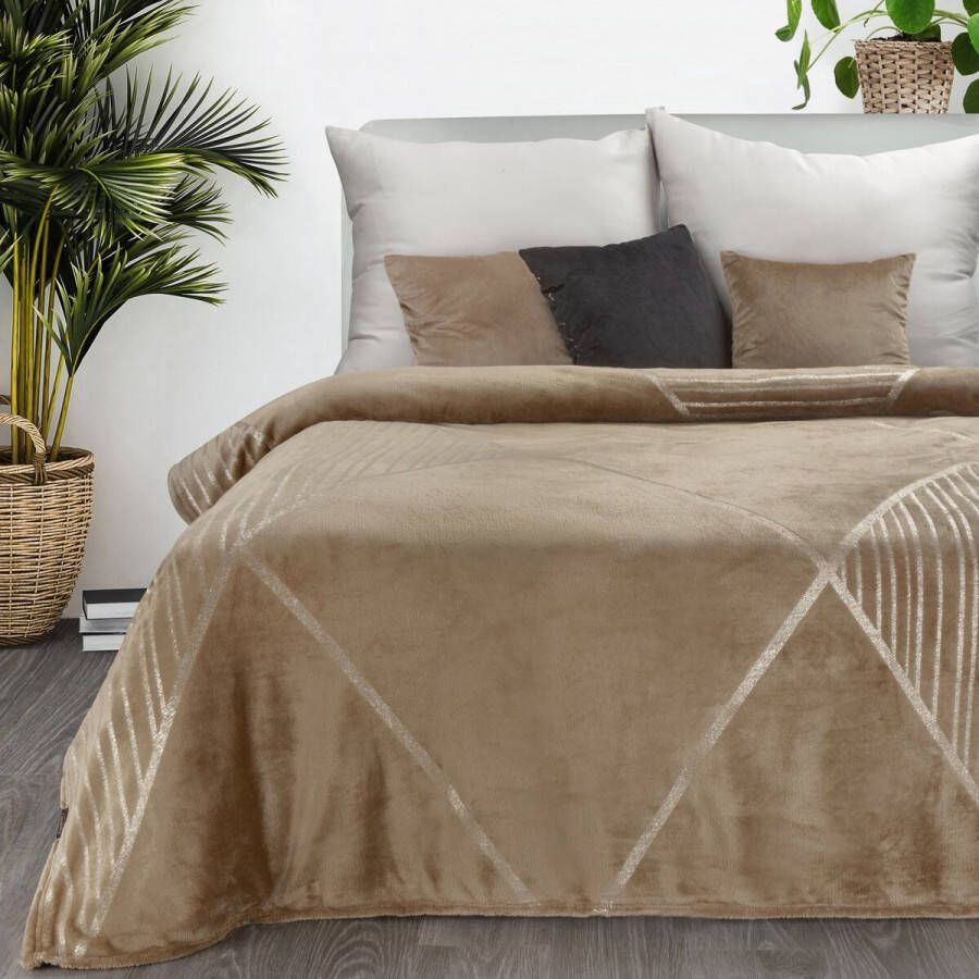 Oneiro s Luxe Plaid GINKO Type 3 beige- 150 x 200 cm wonen interieur slaapkamer deken – cosy – fleece sprei