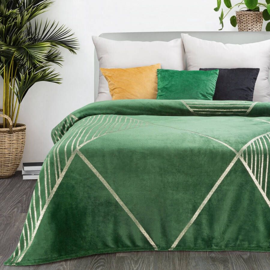 Oneiro s Luxe Plaid GINKO Type 3 groen 150 x 200 cm wonen interieur slaapkamer deken – cosy – fleece sprei