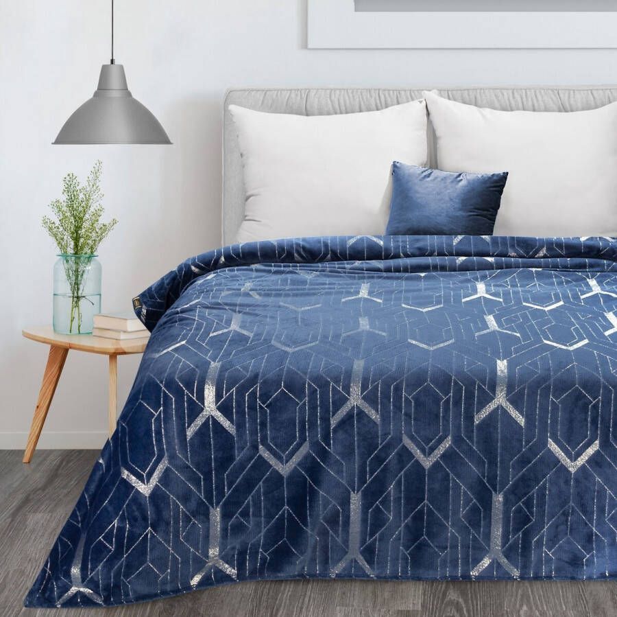 Oneiro s Luxe Plaid GINKO Type 4 blauw 150 x 200 cm wonen interieur slaapkamer deken – cosy – fleece sprei