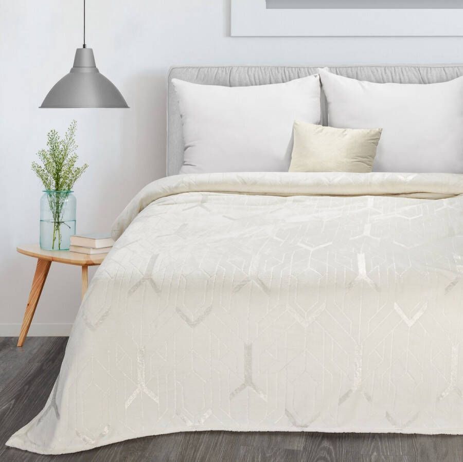 Oneiro s Luxe Plaid GINKO Type 4 gebroken wit 150 x 200 cm wonen interieur slaapkamer deken – cosy – fleece sprei
