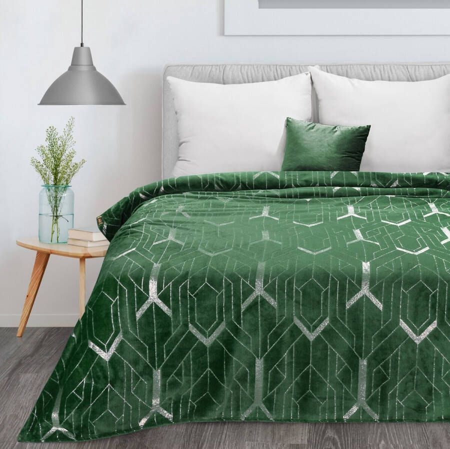 Oneiro s Luxe Plaid GINKO Type 4 groen 150 x 200 cm wonen interieur slaapkamer deken – cosy – fleece sprei