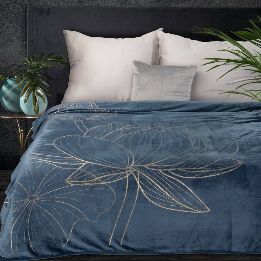 Oneiro s Luxe Plaid LILI blauw 150 x 200 cm wonen interieur slaapkamer deken – cosy – fleece sprei