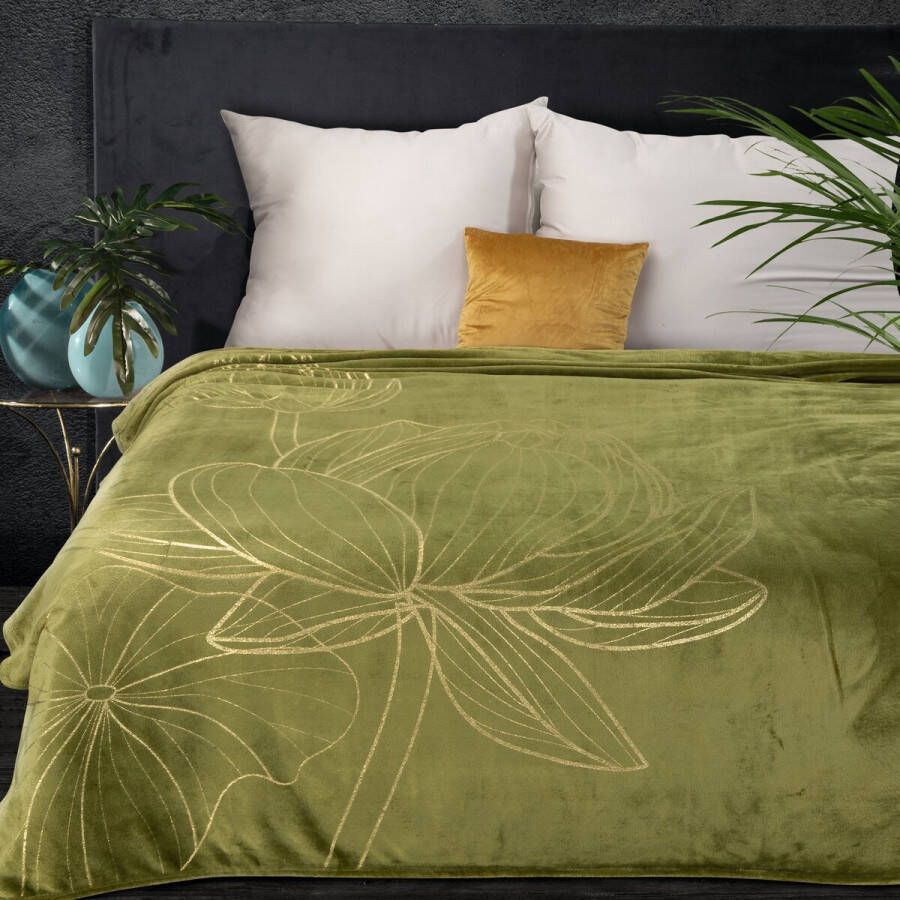 Oneiro s Luxe Plaid LILI olijf groen 150 x 200 cm wonen interieur slaapkamer deken – cosy – fleece sprei