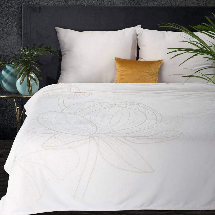 Oneiro s Luxe Plaid LILI wit 150 x 200 cm wonen interieur slaapkamer deken – cosy – fleece sprei