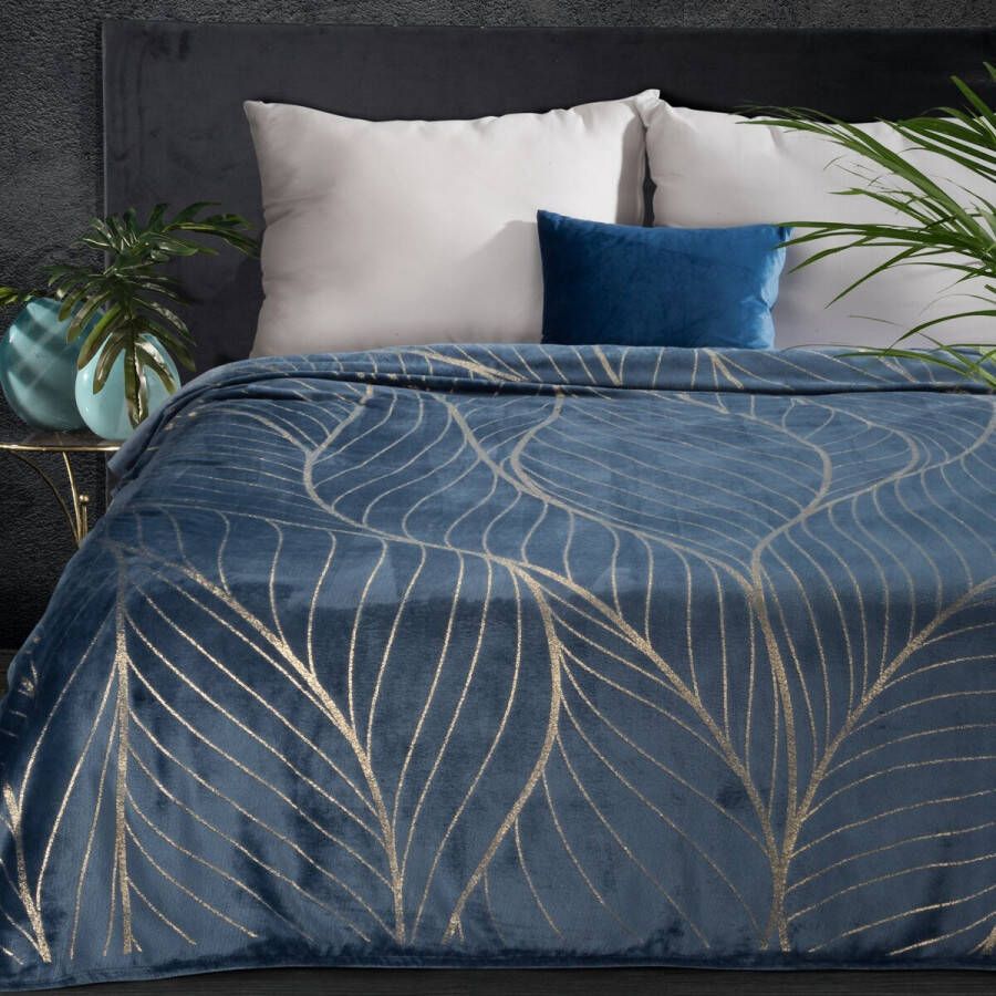 Oneiro s Luxe Plaid LOTOS blauw 150 x 200 cm wonen interieur slaapkamer deken – cosy – fleece sprei