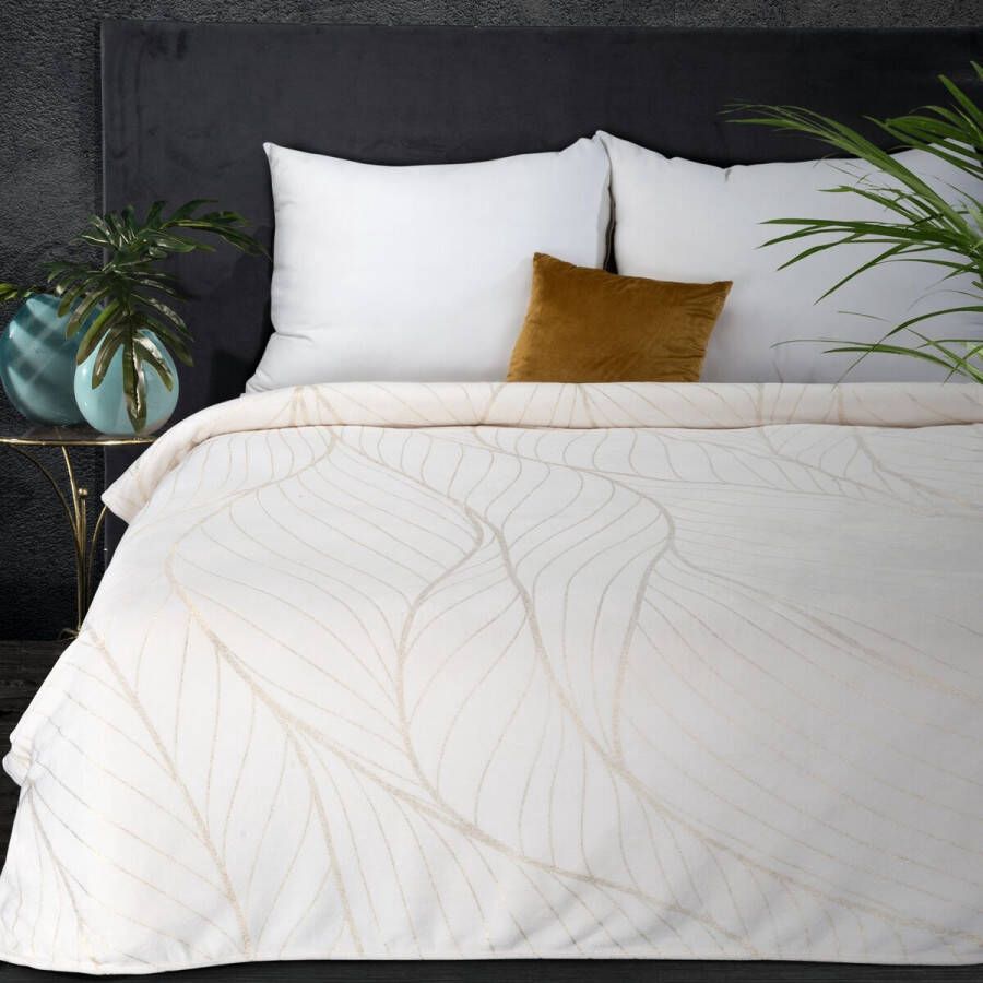 Oneiro s Luxe Plaid LOTOS wit 150 x 200 cm wonen interieur slaapkamer deken – cosy – fleece sprei