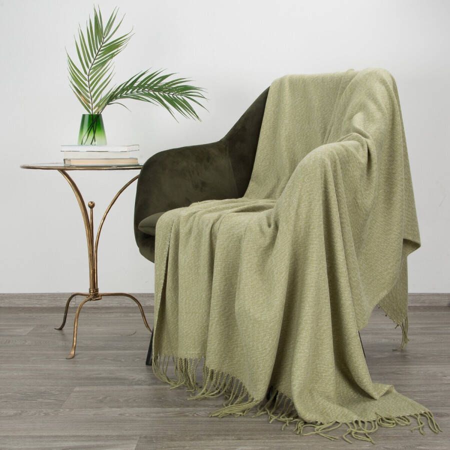 Oneiro s Luxe Plaid MONTE olijf groen 130 x 170 cm wonen interieur slaapkamer deken – cosy – fleece sprei