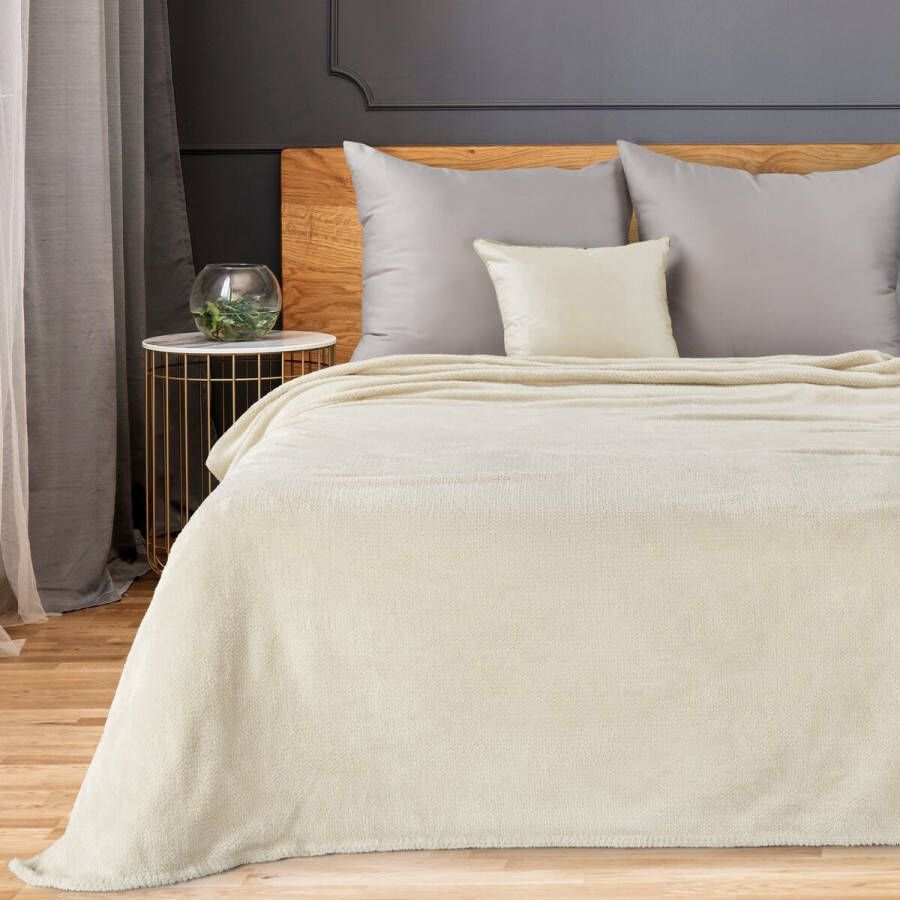 Oneiro s Luxe Plaid RICKY Type 1 beige 200 x 150 cm wonen interieur slaapkamer deken – cosy – fleece sprei