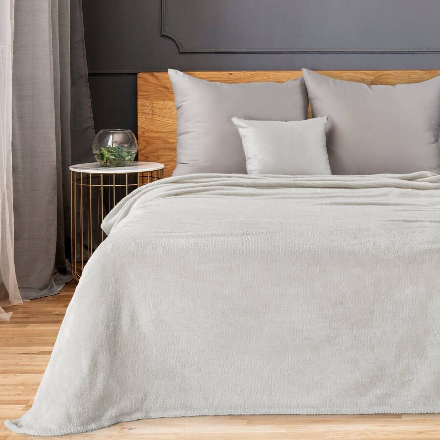 Oneiro s Luxe Plaid RICKY Type 1 licht grijs 200 x 150 cm wonen interieur slaapkamer deken – cosy – fleece sprei