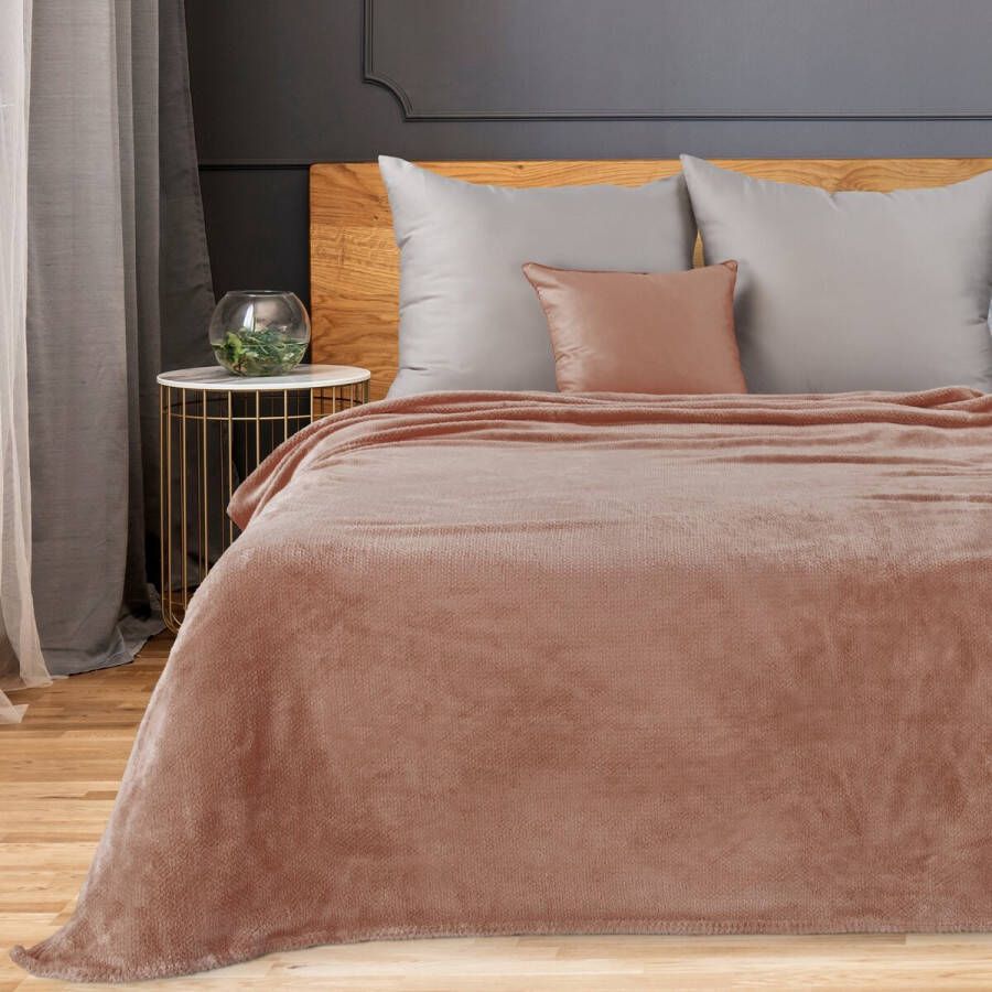 Oneiro s Luxe Plaid RICKY Type 1 roze 200 x 150 cm wonen interieur slaapkamer deken – cosy – fleece sprei