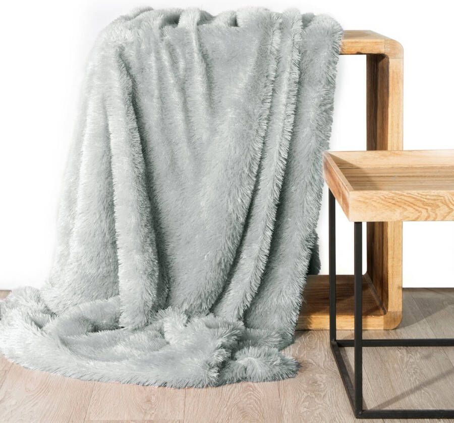 Oneiro s Luxe Plaid TIFFANY licht grijs 170 x 210 cm wonen interieur slaapkamer deken – cosy – fleece sprei