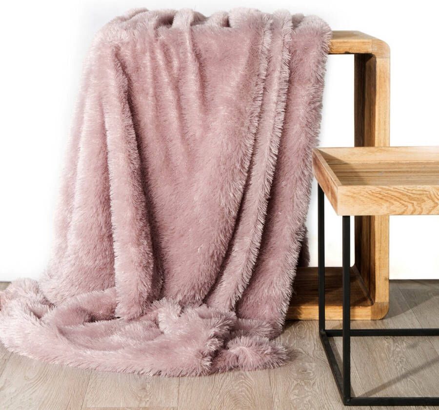 Oneiro s Luxe Plaid TIFFANY roze 170 x 210 cm wonen interieur slaapkamer deken – cosy – fleece sprei