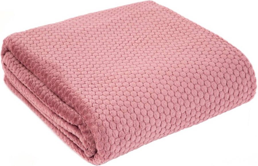 Oneiro s Luxe Plaid ZOE roze 150 x 200 cm wonen interieur slaapkamer deken – cosy – fleece sprei
