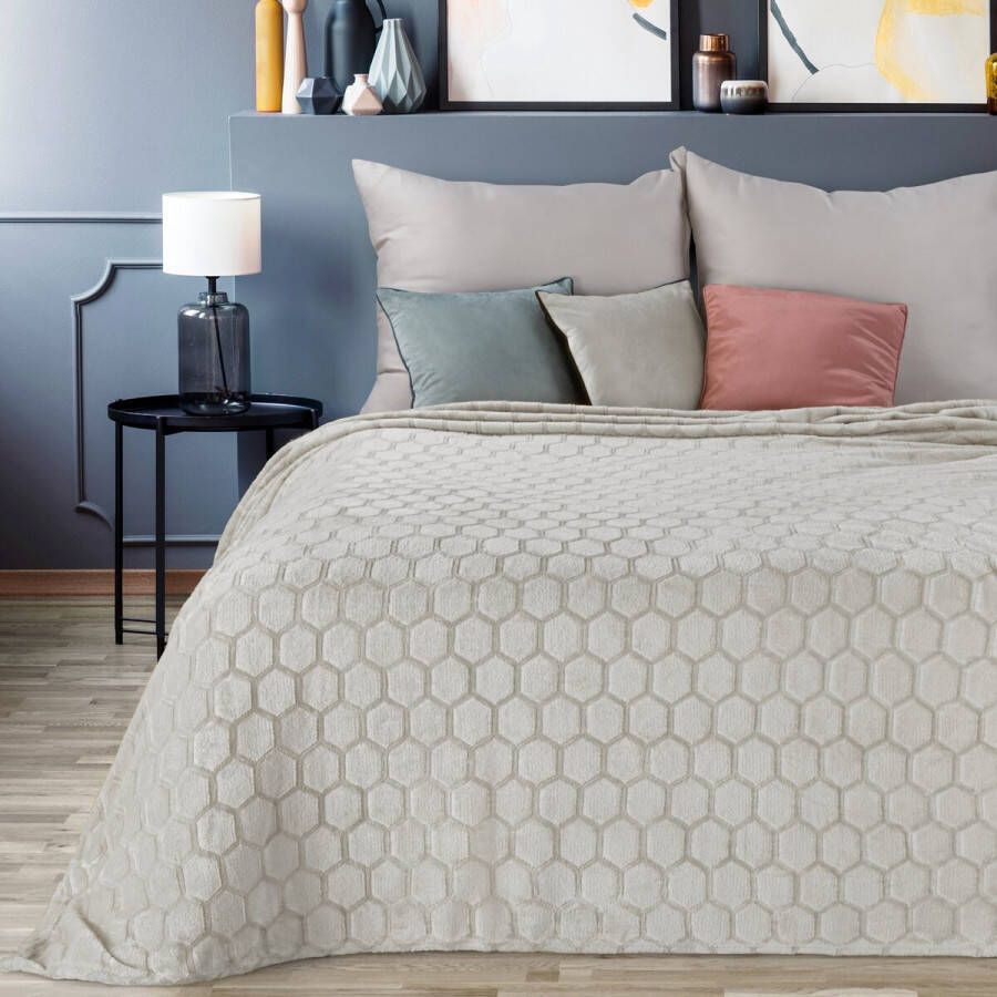 Oneiro s Luxe Plaid ZOE Type 2 licht grijs 150 x 200 cm wonen interieur slaapkamer deken – cosy – fleece sprei