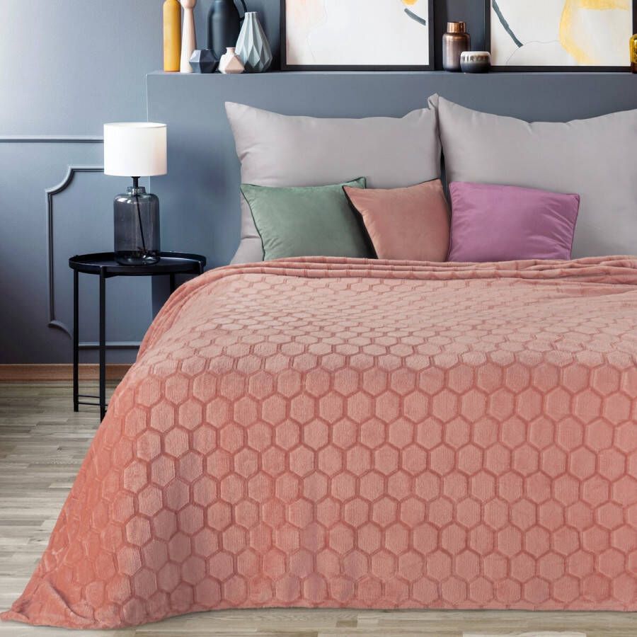 Oneiro s Luxe Plaid ZOE Type 2 roze 150 x 200 cm wonen interieur slaapkamer deken – cosy – fleece sprei