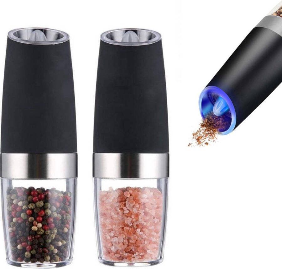 Oneiro s Luxe PRO Elektrische Peper- en Zoutmolen Set Kruidenmolen Specerijenmolen RVS met Instelbare Grofheid Elektrische Pepermolen met Led Verlichting keuken koken tafelen zoutmolen elektrisch pepermolen elektrisch
